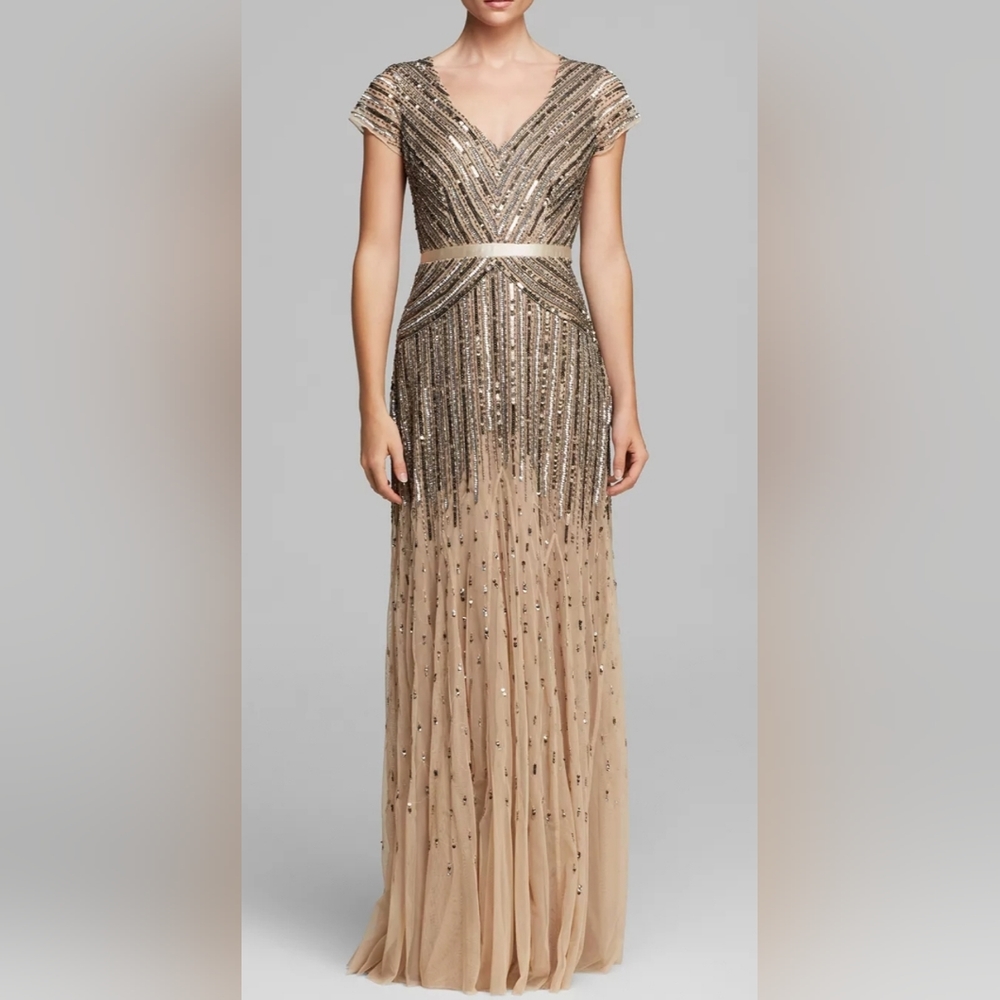 Beautiful Adrianna Papell Beaded Formal Gown size 8